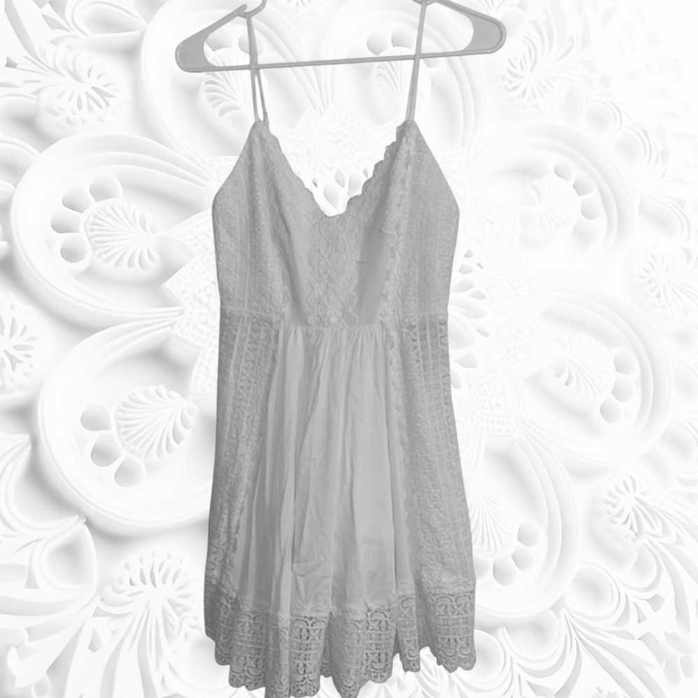 Majorelle White Crochet Elegant Mini Dress
